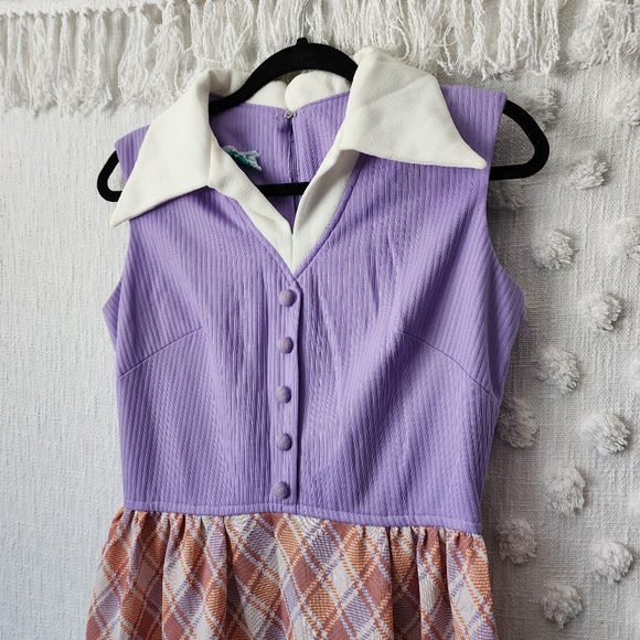 Vintage 70s Plaid Maxi Dress - Picture 3 of 5